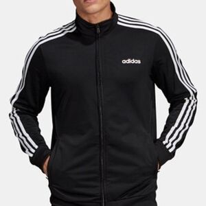 Adidas Men's Black  zip up sweatshirt with White Stripes on arms